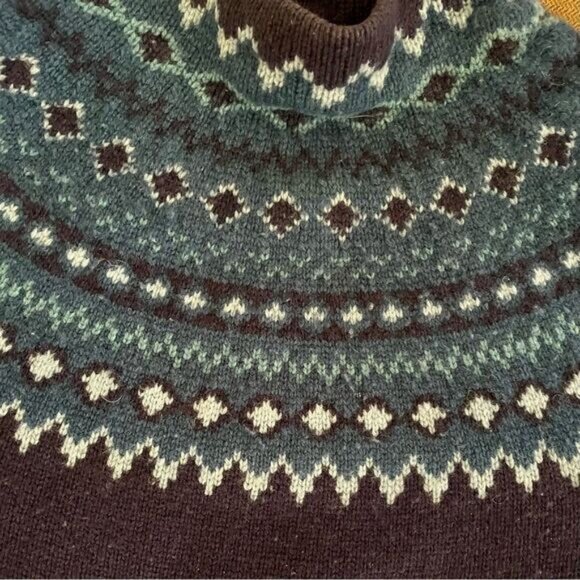 Eddie Bauer vintage blue 100% virgin wool women’s mock turtleneck sweater sz L - Picture 3 of 6